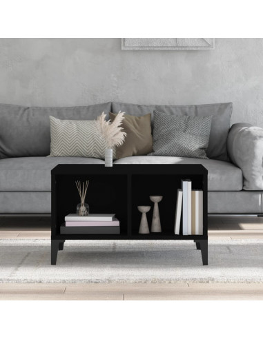 Tavolino da Salotto Nero 60x50x36,5 cm in Legno Multistrato