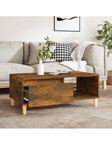 Tavolino da Salotto Rovere Fumo 90x50x36,5 cm Legno Multistrato