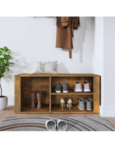 Scarpiera Rovere Fumo 100x35x45 cm in Legno Multistrato