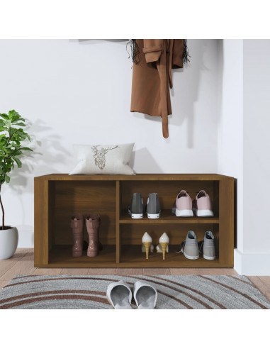 Scarpiera Rovere Marrone 100x35x45 cm in Legno Multistrato