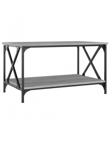 Tavolino Grigio Sonoma 80x50x45 cm in Legno Multistrato e Ferro