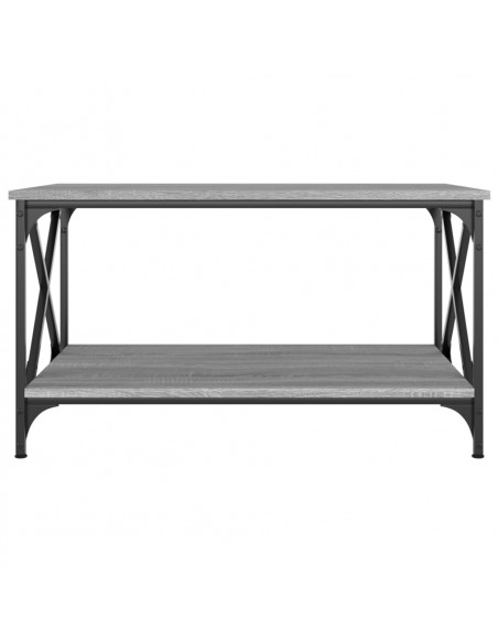 Tavolino Grigio Sonoma 80x50x45 cm in Legno Multistrato e Ferro