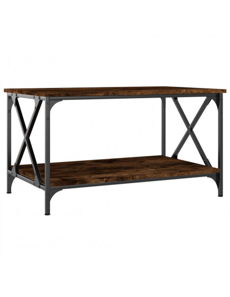 Tavolino Rovere Fumo 80x50x45 cm in Legno Multistrato e Ferro