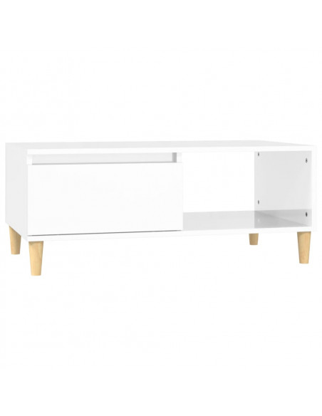 Tavolino Salotto Bianco Lucido 90x50x36,5 cm Legno Multistrato