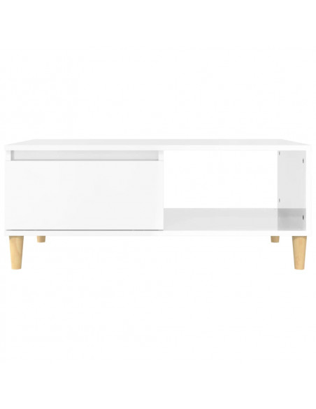 Tavolino Salotto Bianco Lucido 90x50x36,5 cm Legno Multistrato