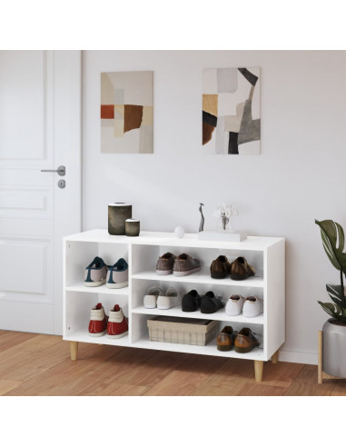 Scarpiera Bianco Lucido 102x36x60 cm in Legno Multistrato