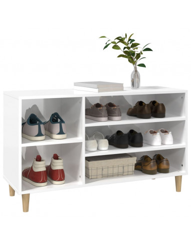 Scarpiera Bianco Lucido 102x36x60 cm in Legno Multistrato