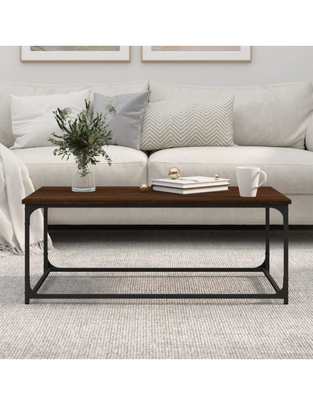 Tavolino Rovere Marrone 102x50x40 cm Legno Multistrato e Ferro