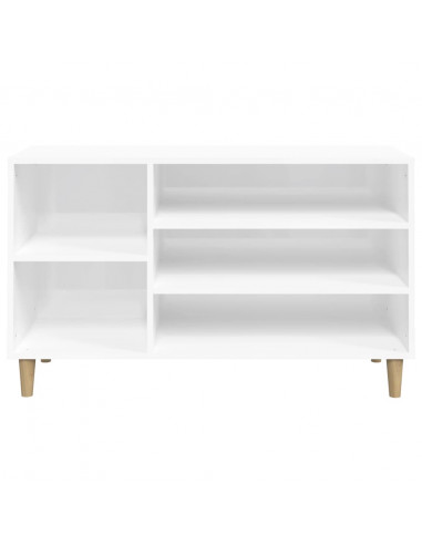 Scarpiera Bianco Lucido 102x36x60 cm in Legno Multistrato