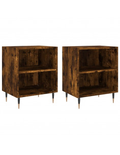 Comodini Rovere Fumo 2 pz 40x30x50 cm in Legno Multistrato 2