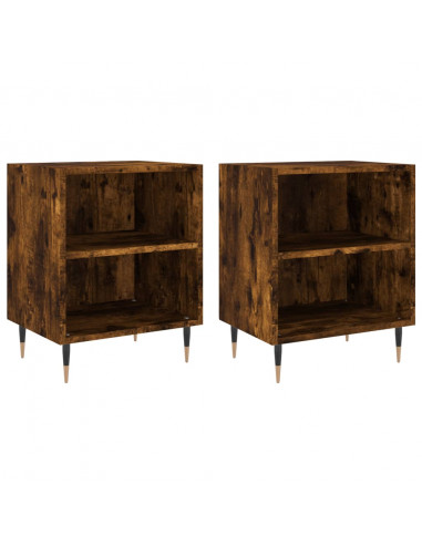 Comodini Rovere Fumo 2 pz 40x30x50 cm in Legno Multistrato