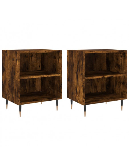 Comodini Rovere Fumo 2 pz 40x30x50 cm in Legno Multistrato