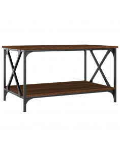 Tavolino Rovere Marrone 80x50x45cm in Legno Multistrato e Ferro 2