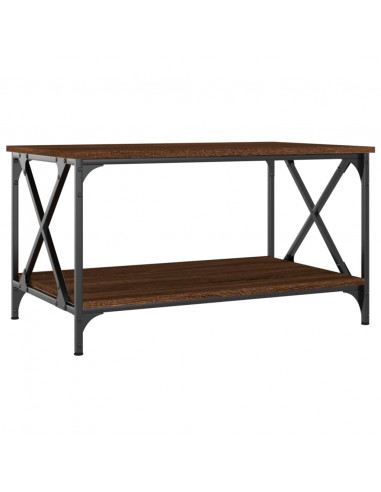 Tavolino Rovere Marrone 80x50x45cm in Legno Multistrato e Ferro