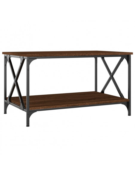 Tavolino Rovere Marrone 80x50x45cm in Legno Multistrato e Ferro