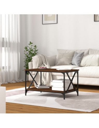 Tavolino Rovere Marrone 80x50x45cm in Legno Multistrato e Ferro