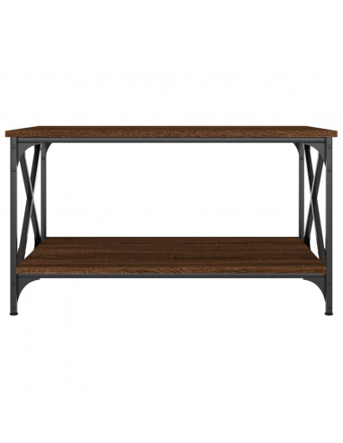 Tavolino Rovere Marrone 80x50x45cm in Legno Multistrato e Ferro