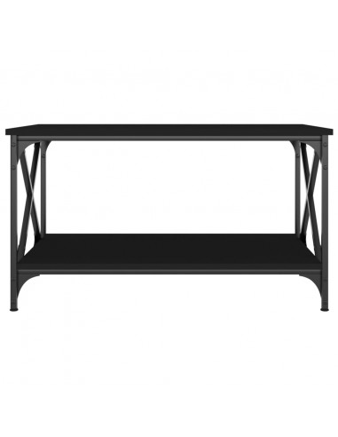 Tavolino da Salotto Nero 80x50x45 cm Legno Multistrato e Ferro