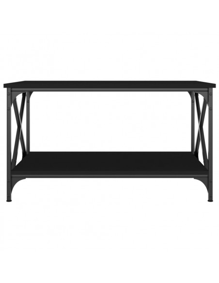 Tavolino da Salotto Nero 80x50x45 cm Legno Multistrato e Ferro