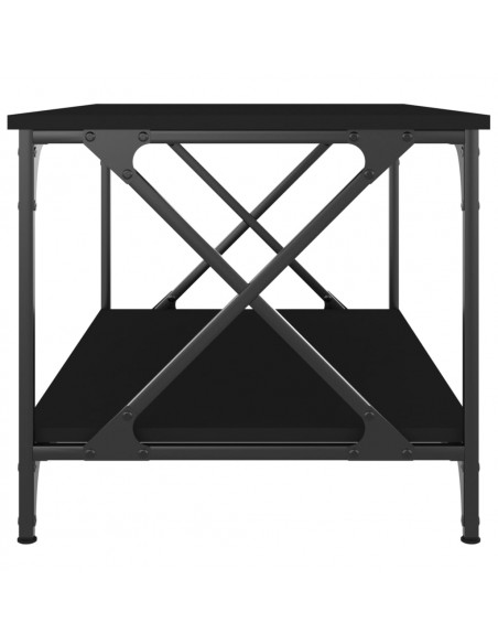 Tavolino da Salotto Nero 80x50x45 cm Legno Multistrato e Ferro