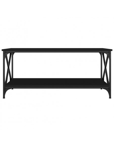 Tavolino da Salotto Nero 100x50x45 cm Legno Multistrato e Ferro