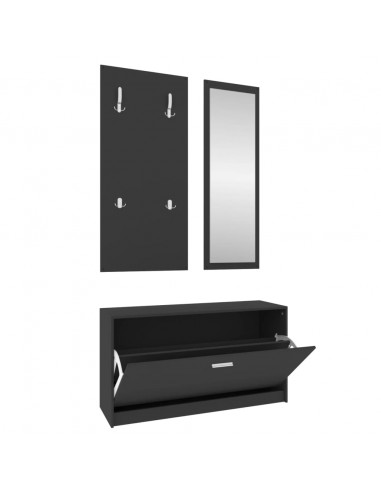 Set Scarpiere 3 in 1 Nero in Legno Multistrato
