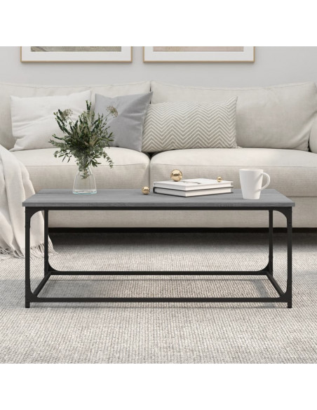 Tavolino Grigio Sonoma 102x50x40cm in Legno Multistrato e Ferro