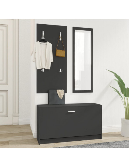 Set Scarpiere 3 in 1 Nero in Legno Multistrato
