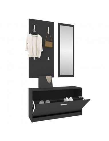 Set Scarpiere 3 in 1 Nero in Legno Multistrato