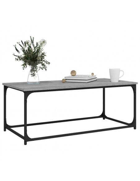 Tavolino Grigio Sonoma 102x50x40cm in Legno Multistrato e Ferro