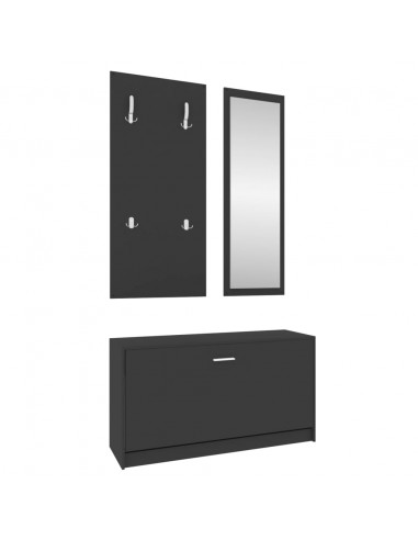 Set Scarpiere 3 in 1 Nero in Legno Multistrato