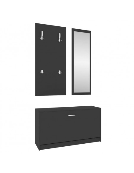 Set Scarpiere 3 in 1 Nero in Legno Multistrato