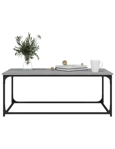 Tavolino Grigio Sonoma 102x50x40cm in Legno Multistrato e Ferro