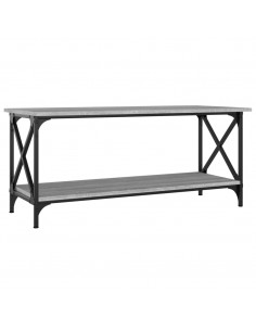 Tavolino Grigio Sonoma 100x45x45cm in Legno Multistrato e Ferro 2