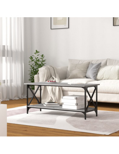 Tavolino Grigio Sonoma 100x45x45cm in Legno Multistrato e Ferro