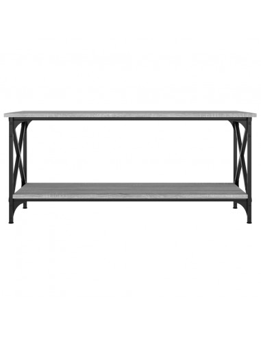 Tavolino Grigio Sonoma 100x45x45cm in Legno Multistrato e Ferro