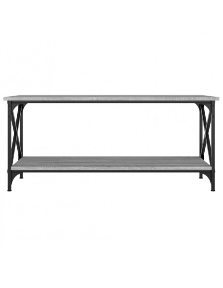 Tavolino Grigio Sonoma 100x45x45cm in Legno Multistrato e Ferro