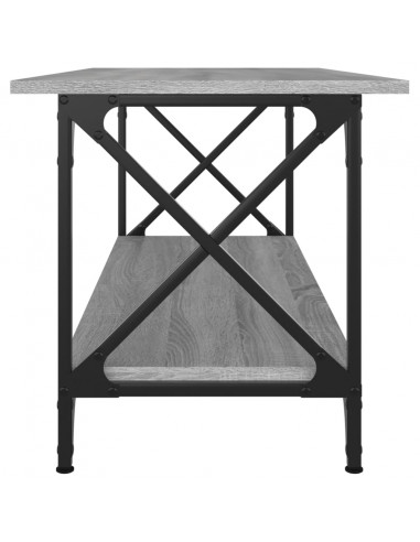 Tavolino Grigio Sonoma 100x45x45cm in Legno Multistrato e Ferro