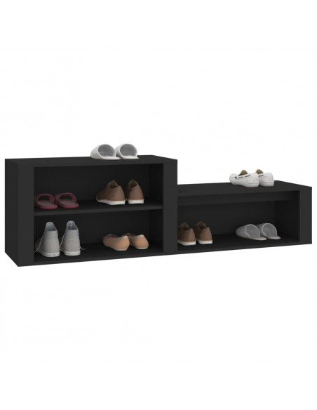 Scarpiera Nero 150x35x45 cm in Legno Multistrato