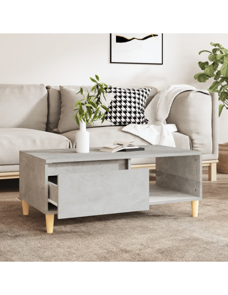 Tavolino Salotto Grigio Cemento 90x50x36,5 cm Legno Multistrato