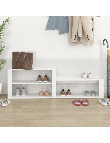 Scarpiera Bianco Lucido 150x35x45 cm in Legno Multistrato