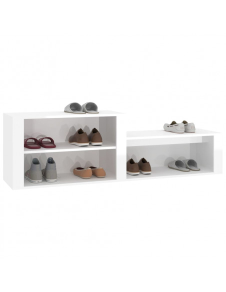 Scarpiera Bianco Lucido 150x35x45 cm in Legno Multistrato