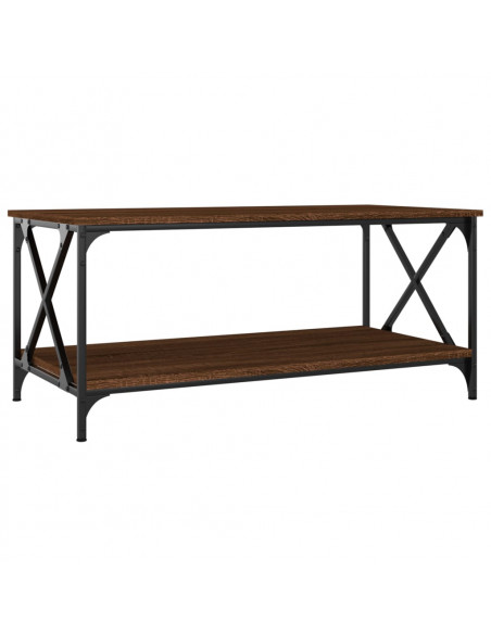 Tavolino Rovere Marrone 100x50x45 cm Legno Multistrato e Ferro