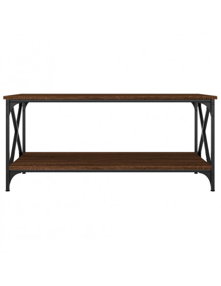 Tavolino Rovere Marrone 100x50x45 cm Legno Multistrato e Ferro