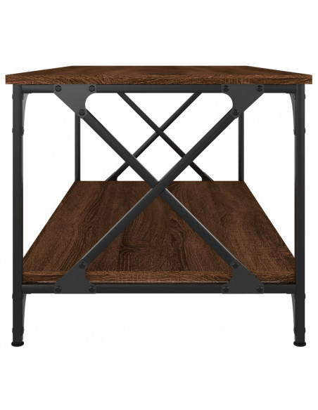 Tavolino Rovere Marrone 100x50x45 cm Legno Multistrato e Ferro