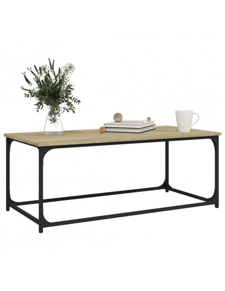 Tavolino Rovere Sonoma 102x50x40 cm Legno Multistrato e Ferro