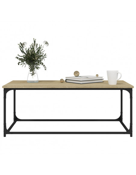 Tavolino Rovere Sonoma 102x50x40 cm Legno Multistrato e Ferro