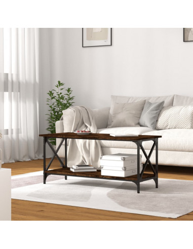 Tavolino Rovere Fumo 100x45x45 cm in Legno Multistrato e Ferro