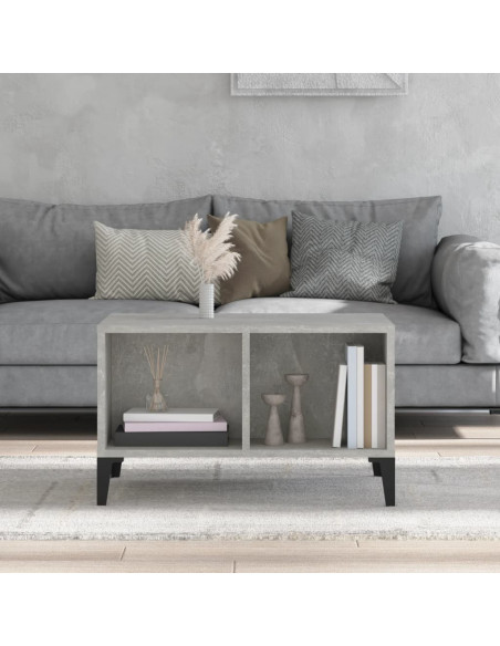 Tavolino Salotto Grigio Cemento 60x50x36,5 cm Legno Multistrato
