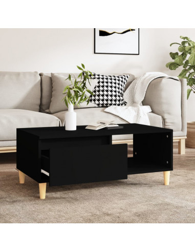 Tavolino da Salotto Nero 90x50x36,5 cm in Legno Multistrato